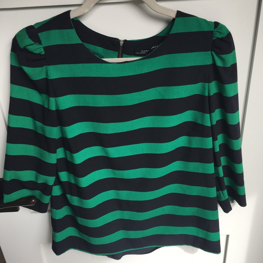 Zara green striped top